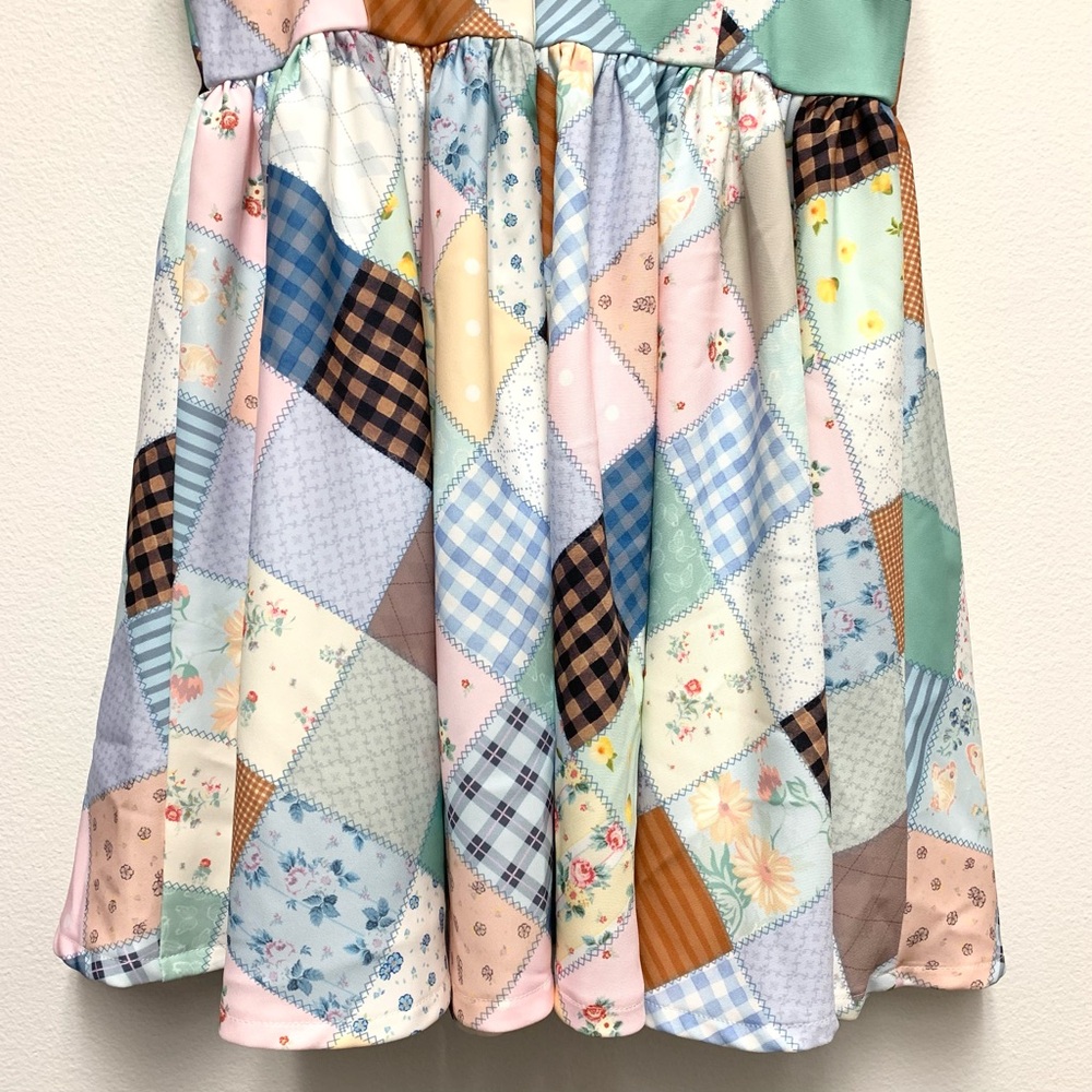 Dolls Kill Holly Hobbie Stitched With Love Patchwork Babydoll Mini Dress Medium - Picture 12 of 15